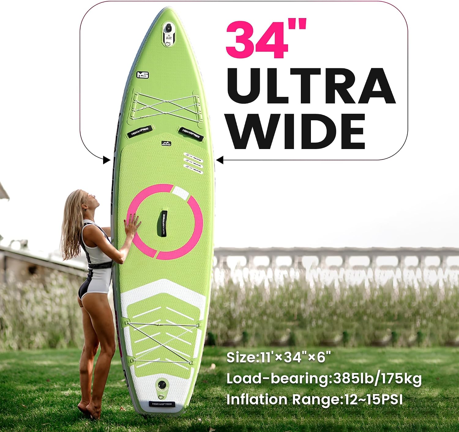 Inflatable Paddle Board 9.9'x33 x5 with Premium SUP Accessories & Backpack, Wide Stance, Bottom Fin for Paddling, Paddle, Leash, Surf Control, for Youth & Adult