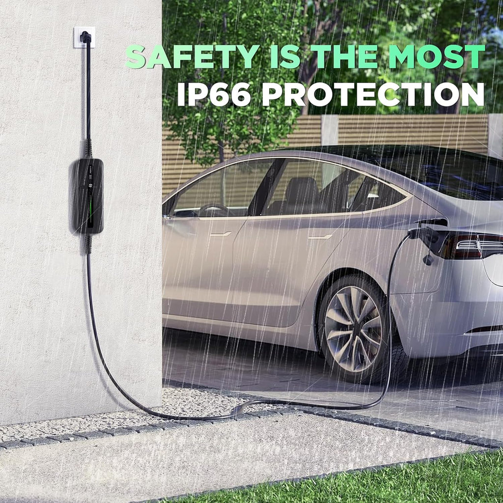 Morec Level 1 EV Charger, Portable EV Charger with 25ft Extension Cable, Nema 5-15 Plug 110V 15A, for SAE J1772 EVS and PHEVS