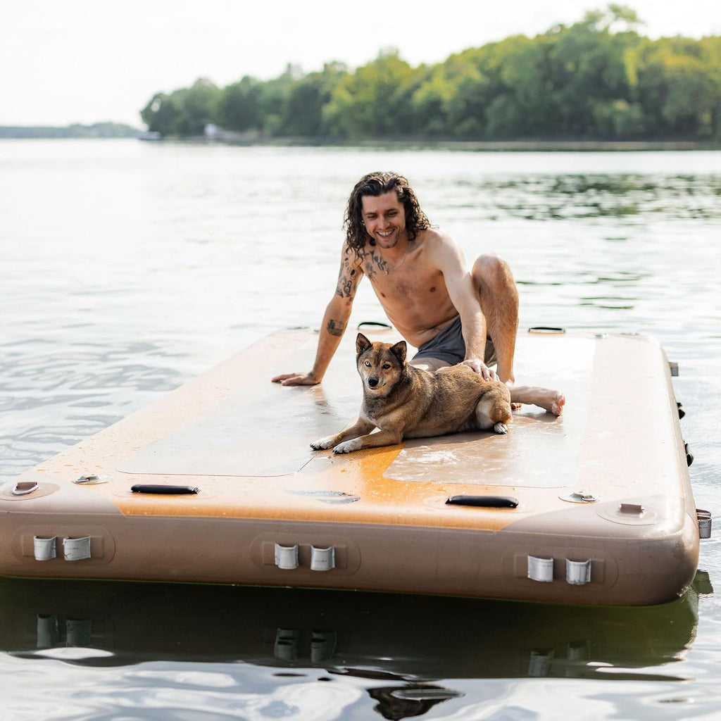 Paddle North Inflatable Utility Dock - Durable Swim Platform for Lakes, Oceans, and Pools - Raft Supports 2,000-2,500 lbs - Includes Inflation Pump. Available in 9 ft and 12 ft Sizes
