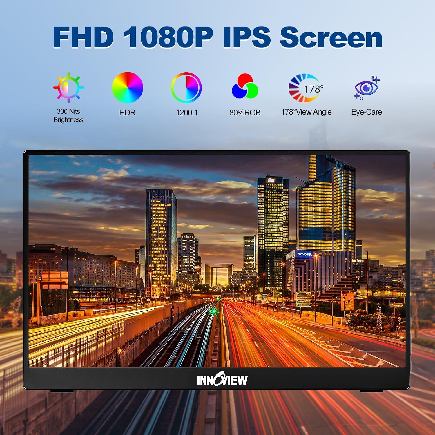 2K 180Hz Portable Gaming Monitor, 23.8' 2560x1440 QHD Fast IPS 115% sRGB Portable Monitor w/180° Adjustable Stand Type-C HDMI Eye Care External Second Screen for Laptop Phone PS4 PS5 Switch Xbox PC