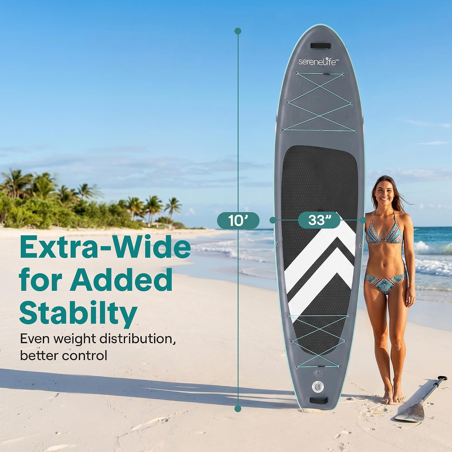 SereneLife Inflatable Stand Up Paddle Board