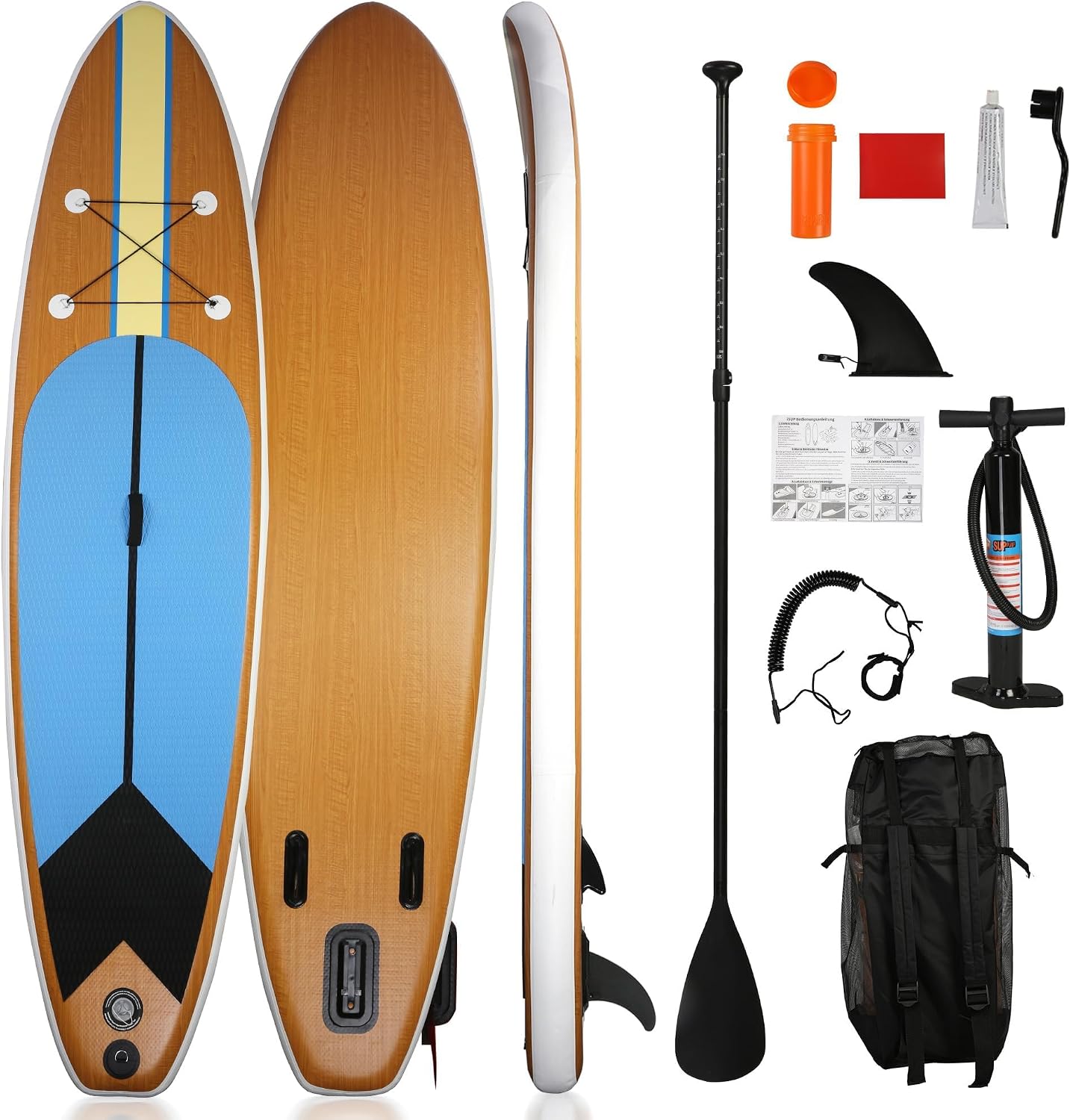 Inflatable Paddle Boards with Non-Slip Deck, Ultra-Light Stand Up Paddle Board Surf Board with Accessories & Carry Bag, Wide Stable Design for Adults and Youth