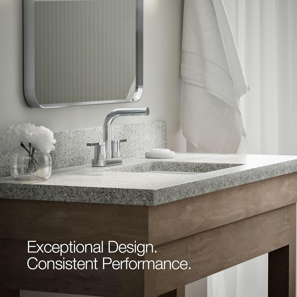 KOHLER K-33591-4N-CP Elate® Centerset Bathroom Sink Faucet, Durable Brass, Contemporary Look, Easy Maintenance, Bathroom Faucets, 0.5 GPM, Polished Chrome