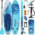 SereneLife Inflatable Stand Up Paddle Board - Wide Stable Design, Non-Slip Deck for Adults & Youth with Premium Paddle Board Accessories: Carry Bag, Dual Action Pump, Paddle, Ankle Leash - 10'6'
