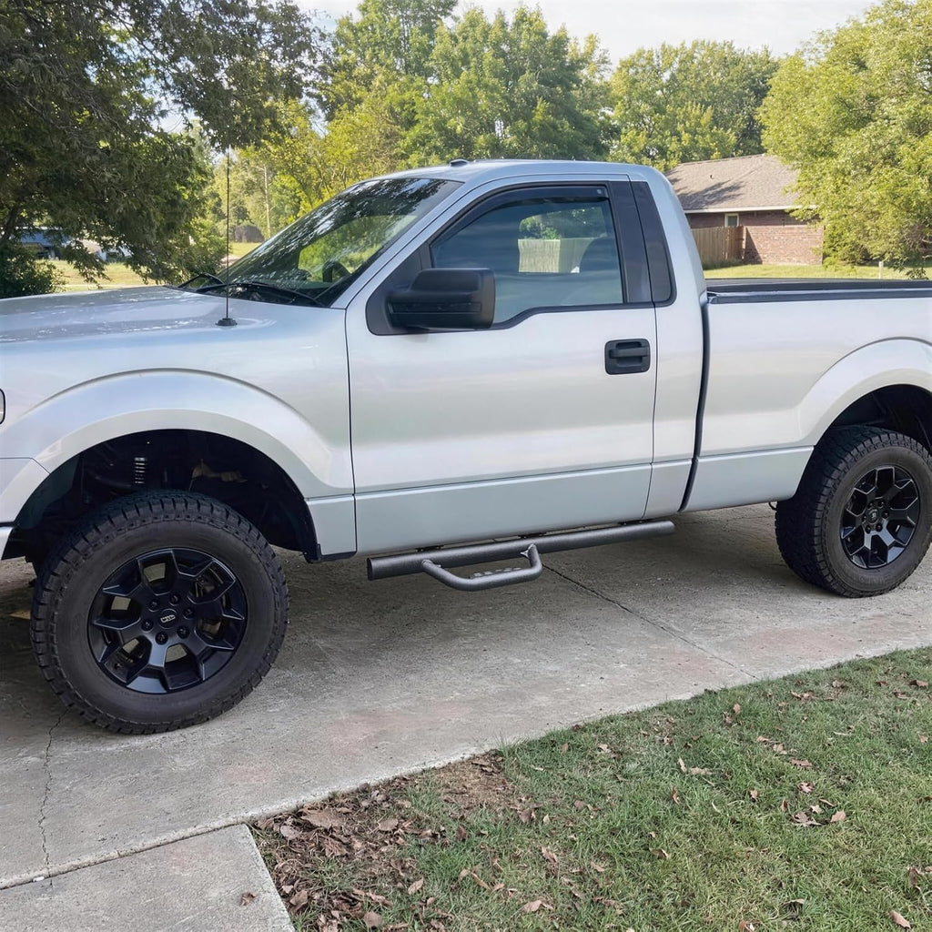 SMANOW Running Boards Compatible with 2019-2026 Chevy Silverado/Sierra 1500/20-26 2500 3500HD Regular/Standard/Single Cab, 4 inch Carbon Steel Drop Down Side Steps, Matte Textured Black Nerf Bars.