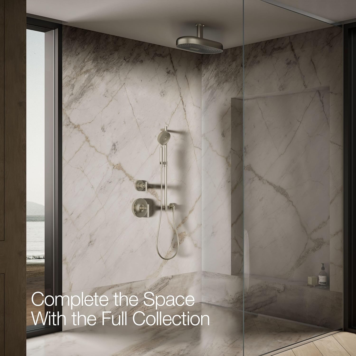 Kohler 26297-BN Statement® Oblong 18' two-function rainhead, 2.5 gpm, Vibrant Brushed Nickel