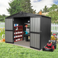 Domi Outdoor Storage Shed 8.2'x 6.2', Metal Garden Shed for Bike, Trash Can, Tools, Lawn Mowers, Pool Toys, Galvanized Steel Outdoor Storage Cabinet with Lockable Door for Backyard, Patio, Lawn