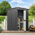 Domi Outdoor Storage Shed 5.7'x 3', Metal Garden Shed for Bike, Trash Can, Tools, Lawn Mowers, Pool Toys, Galvanized Steel Outdoor Storage Cabinet with Lockable Door for Backyard, Patio, Lawn
