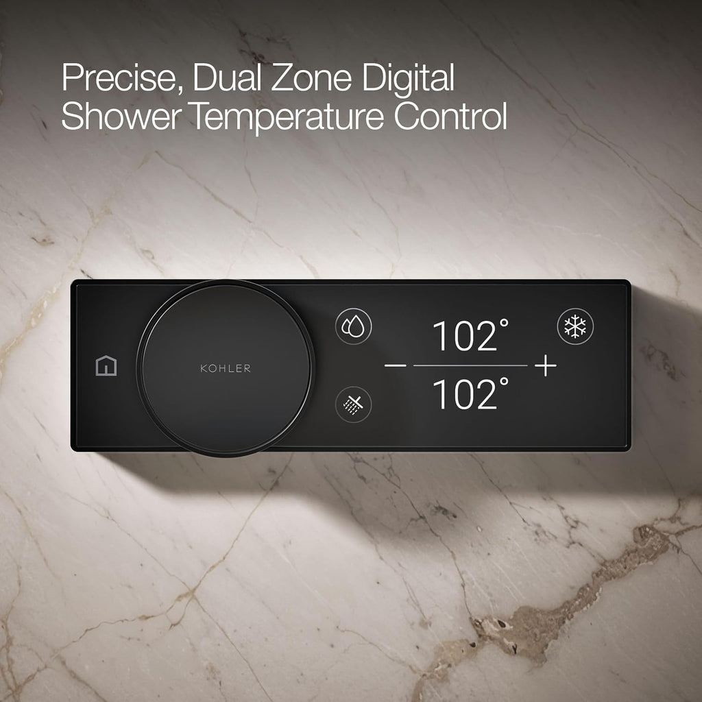 KOHLER Anthem + Digital Control Steamhead in Matte Black, Large Dial for Easy Temperature and Flow Rate Adjustment, Features System Warm-Up and Pause Option, Includes Optional Flow Restrictor