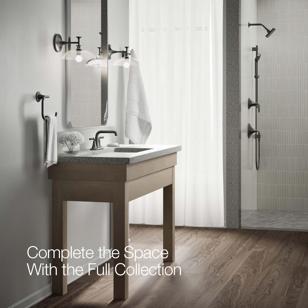 KOHLER K-27414-4K-BL Tone™ Centerset Bathroom Sink Faucet, Clicker Drain, Bathroom Faucets, 1.0 GPM, Matte Black