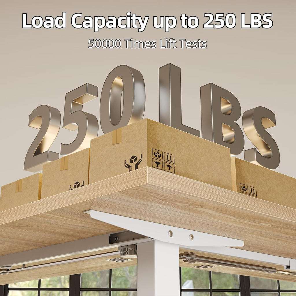 TIQLAB 75 x 61 inch Executive L Shaped Standing Desk Adjustable Height, Electric Corner Standing Desk, Sit Stand Computer Table with Splice Board, Maple