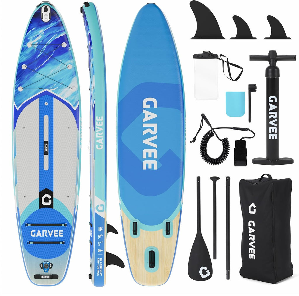 GarveeLife Inflatable Paddle Board,10.6/11FT Inflatable Stand Up Paddle Board with Premium SUP Paddleboard Accessories, Wide Stable Design, Non-Slip Comfort Deck for All Skill Level
