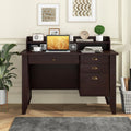 48' Vintage Computer Desk with 4 Storage Drawers & Top Hutch, Home Office Workstation with Drawer & Monitor Stand, Wooden Study Work Writing Table (Brown)