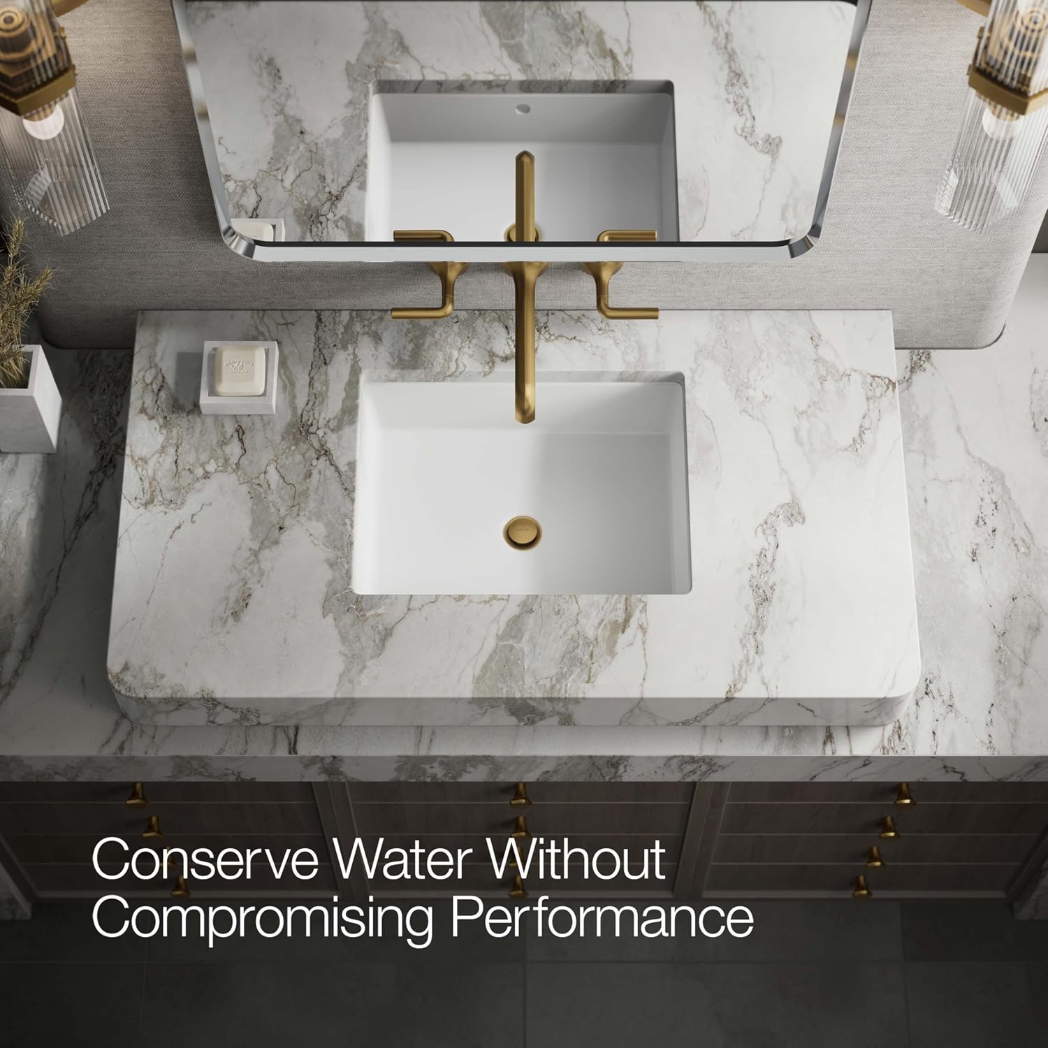 KOHLER T27013-4-2MB Occasion Wall-Mount Bathroom Sink Faucet Lever Handle Trim in Vibrant Brushed Moderne Brass