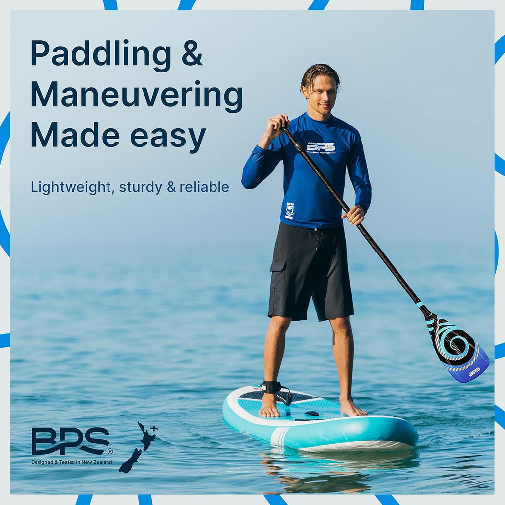 BPS New Zealand 2-Piece Adjustable Stand-up Paddle Board Paddle, Carbon Fiber or Fiberglass Shaft Comes with Carrying Paddle Bag