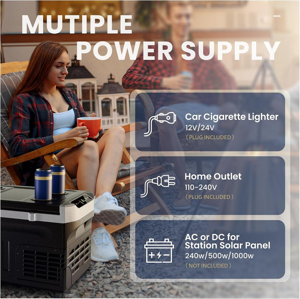 Portable Refrigerator, 22QT(21L) 12V Cooler, Compressor Mini Fridge, -4℉~68℉,12/24V DC 110~240 Volt AC For RV/Truck