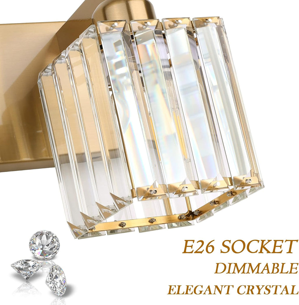 Aipsun Bathroom Vanity Light Brass Crystal Vanity Lighting Fixtures 6 Light Modern Bathroom Lighting Fixtures (Exclude Bulb)