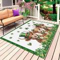 St. Patrick's Day Outdoor Rug for Patio/Deck/Porch, Non-Slip Large Area Rug 4 x 6 Ft, Cute Highland Cow Shamrock Gold Coin Green Indoor Outdoor Rugs Washable Area Rugs, Camping Rug Carpet Runner