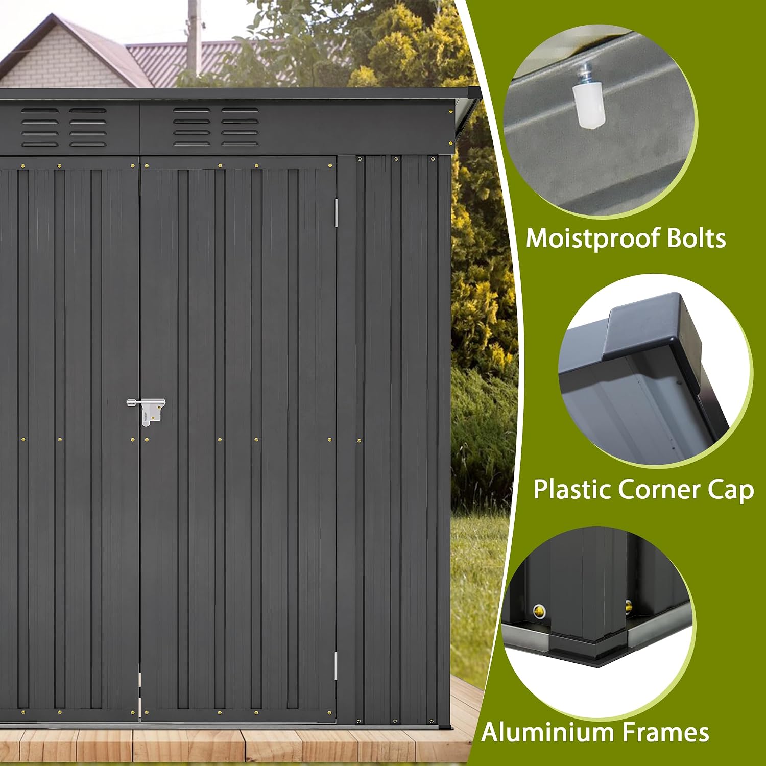 Thanaddo 4x6 ft Metal Shed Outdoor Storage Shed,Metal Steel Utility Tool Shed Storage House with Double Lockable Doors and Air Vent for Backyard Garden Patio Lawn Black