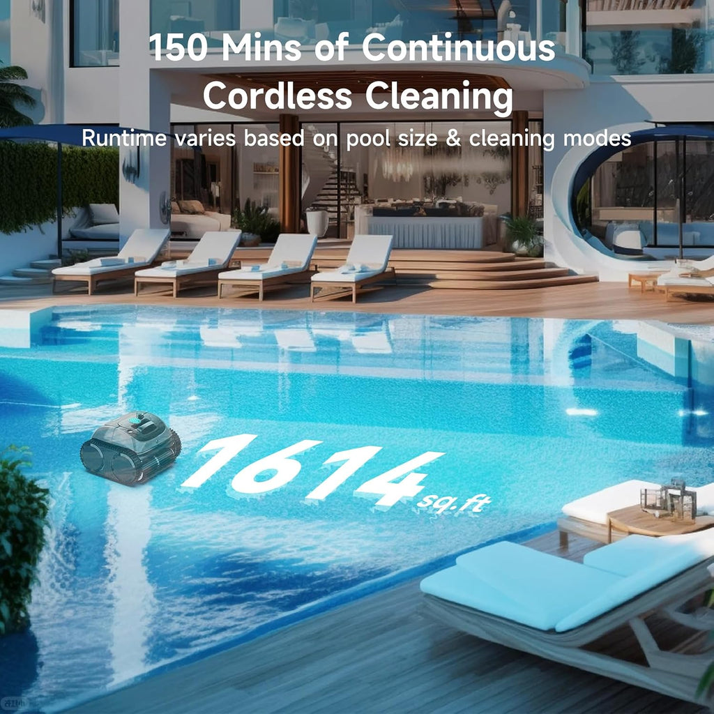 WYBOT C1 Cordless Robotic Pool Vacuum for Inground Pools, Above Ground Pool Cleaner 4-in-1 Wall & Waterline Cleaning Up to 1,614sq.ft, 150mins Smart Navigation, App Support (Obsidian Green)