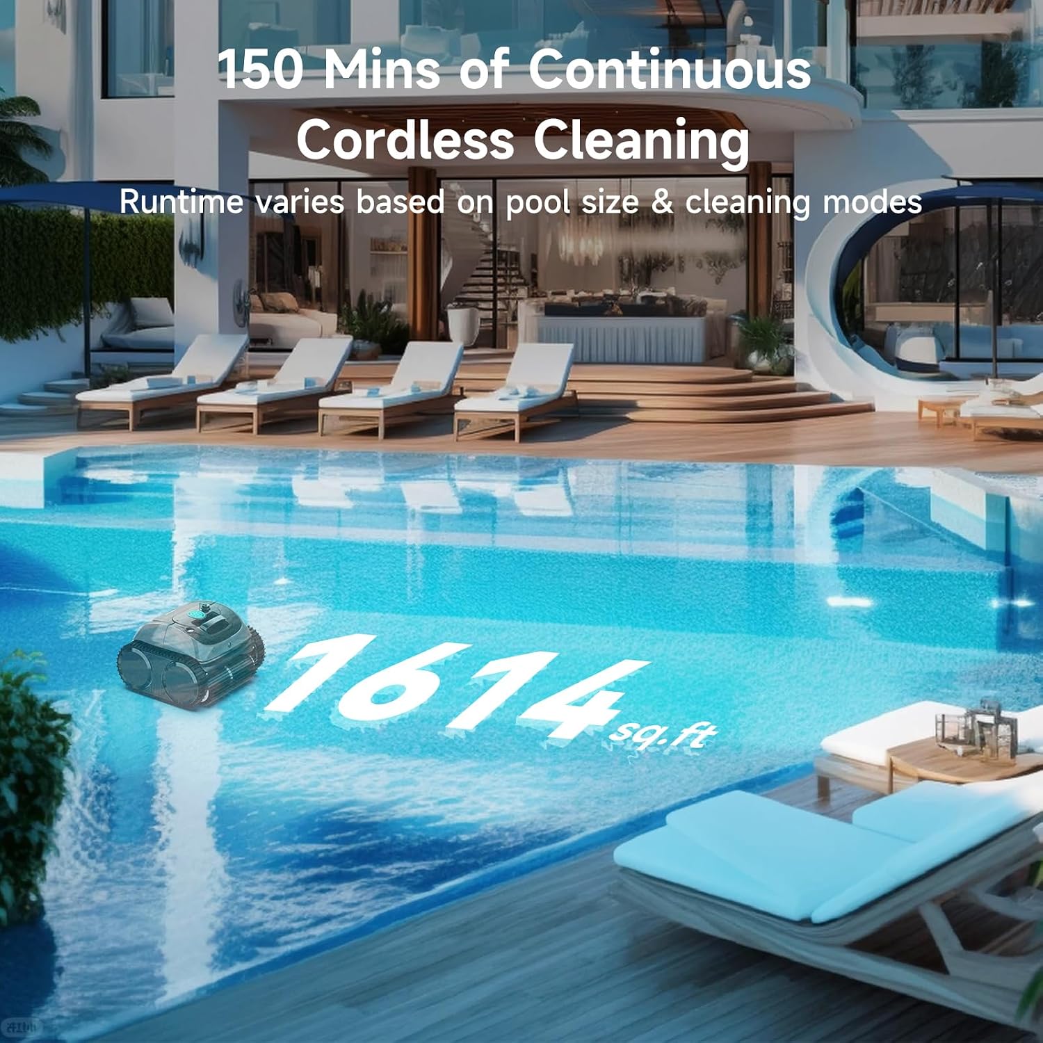 WYBOT C1 Cordless Robotic Pool Vacuum for Inground Pools, Above Ground Pool Cleaner 4-in-1 Wall & Waterline Cleaning Up to 1,614sq.ft, 150mins Smart Navigation, App Support (Obsidian Green)