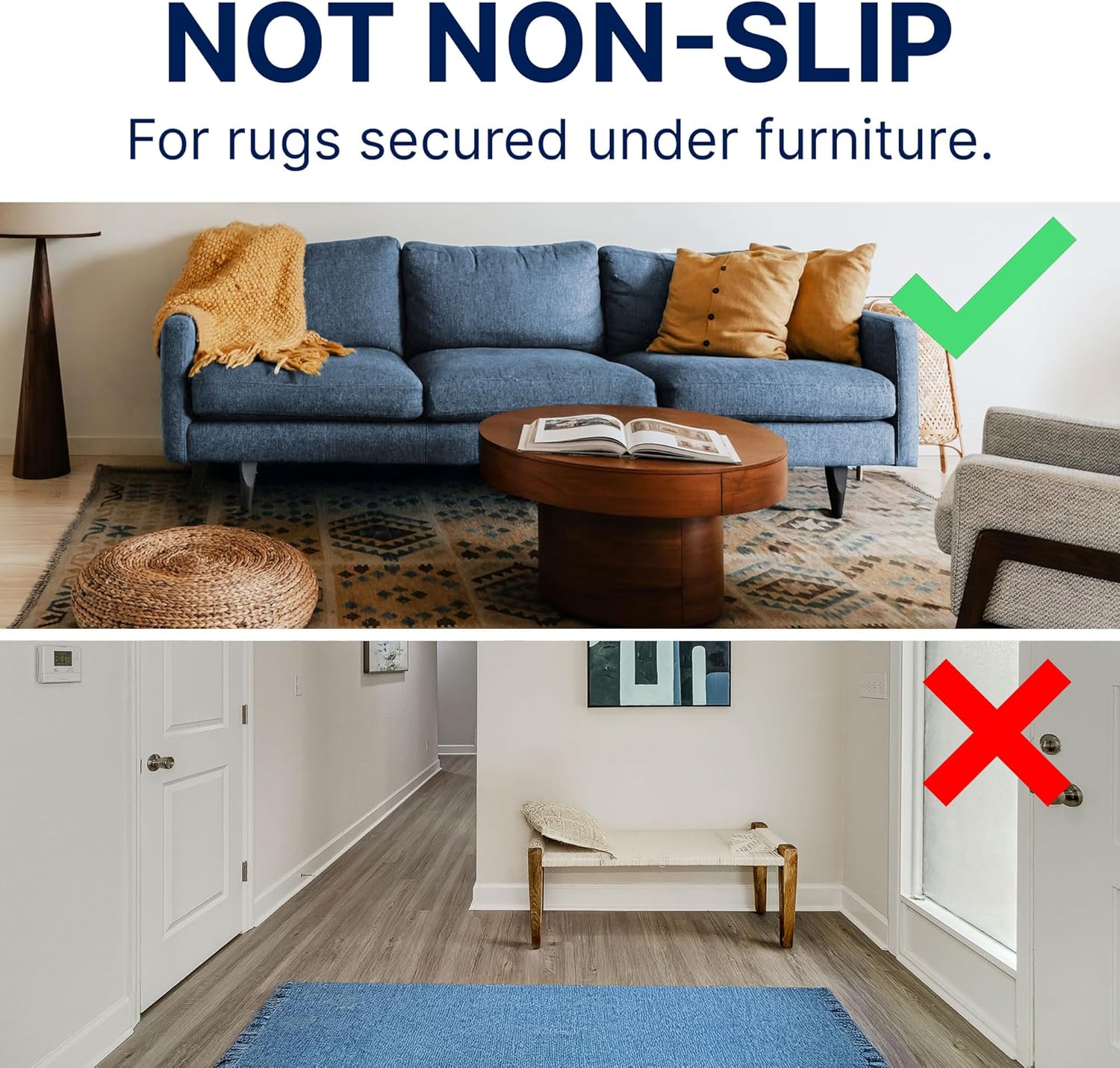 RUGPADUSA - Basics - 6'10' x 8'10' - 1/2' Thick - 100% Felt - Protective Cushioning Rug Pad - Safe for All Floors and Finishes Including Hardwoods