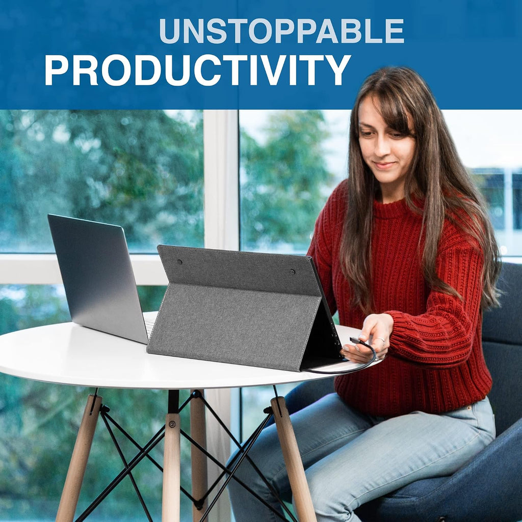 SideTrak  Solo Portable Laptop Monitor 15.6' FHD 1080P LCD Screen | Works with Mac, PC, Chrome, PS4, Xbox, Raspberry Pi, & More | Powered by USB or Mini HDMI | Detachable Padded Case and Kickstand