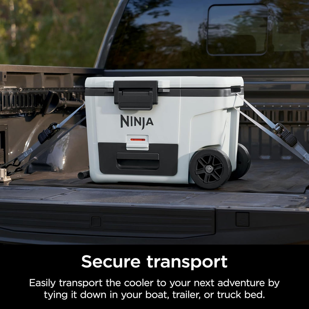 Ninja | Cooler | FrostVault 45QT Cooler with Wheels | Insulated with Temp Dry Storage Drawer | Keeps Ice Cold for Days | for the Beach, Camping, Picnics & More | Cloud White | FB245WH