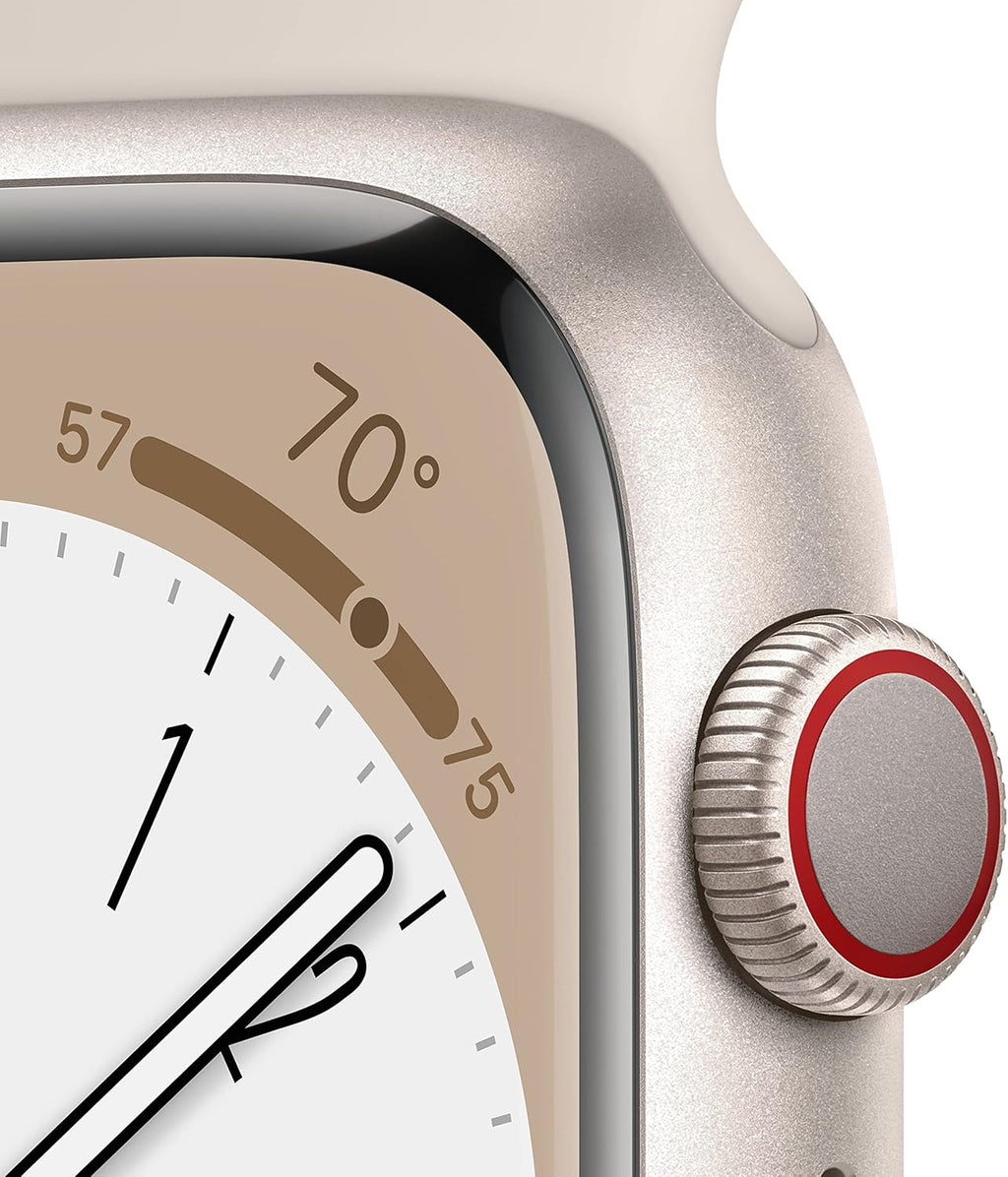 Apple Watch Series 8 [GPS + Cellular, 41mm] - Starlight Aluminum Case with Starlight Sport Band, S/M (Renewed)