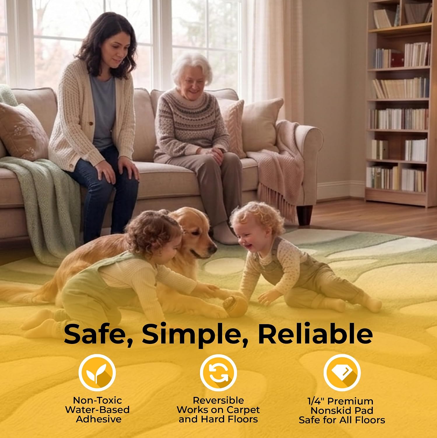 Hold-a-Rug Plush 8' Round Nonskid, Nonslip Rug Pad, Reversible Gripper, ¼ Thick, Safe for All Floors and Carpet, Keep Area Rugs Secure