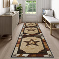 Texas Star Runner Rug for Hallway - 4x12 Washable Rug Runner Non Slip - Western Cowboy Kitchen Rugs - Rustic Farmhouse Cowhide Carpet Runners for Hallway, Laundry Room, Bedroom, Bathroom