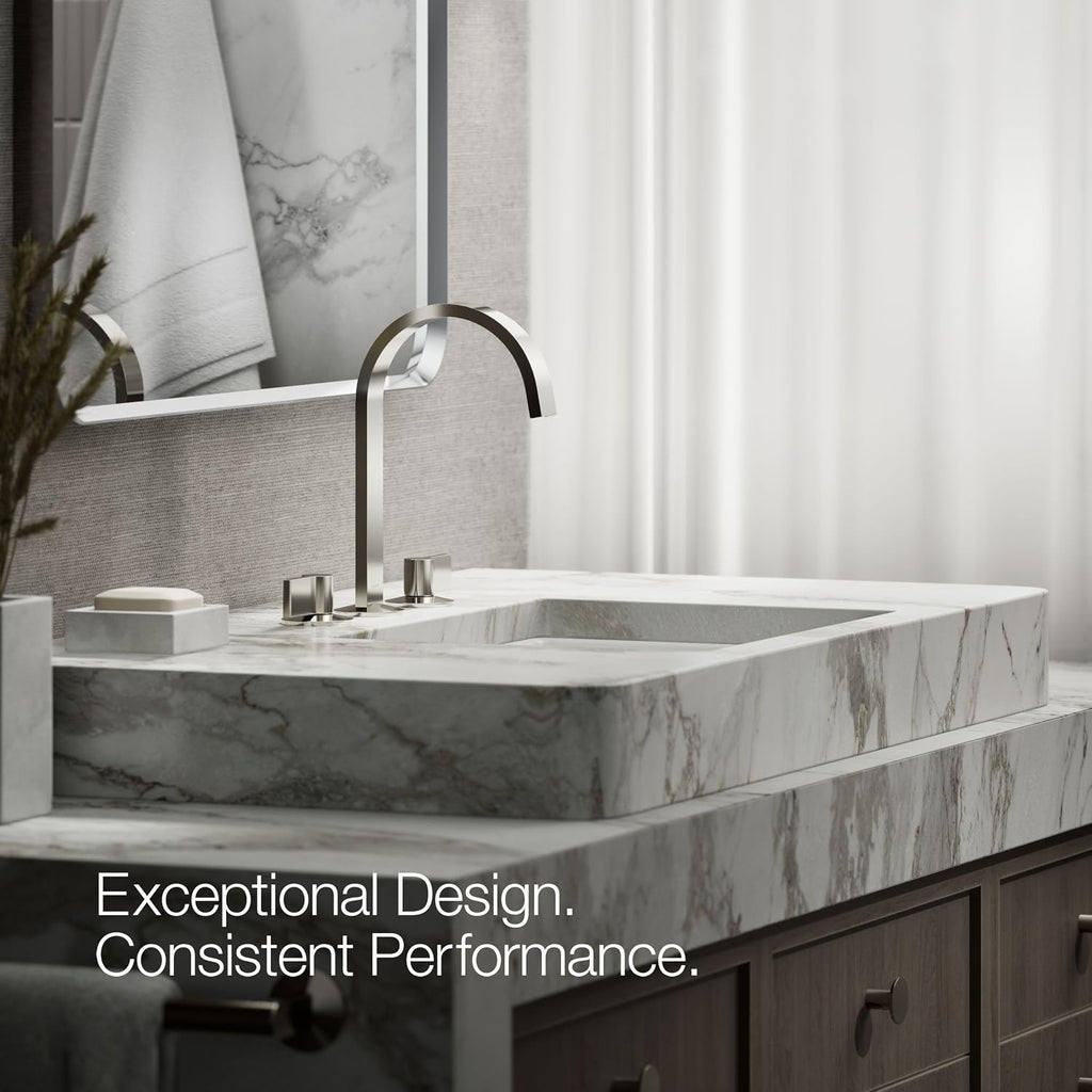 Kohler 77968-SN Components® Bathroom Sink Faucet spout with Ribbon Design, 1.2 gpm, Vibrant Polished Nickel