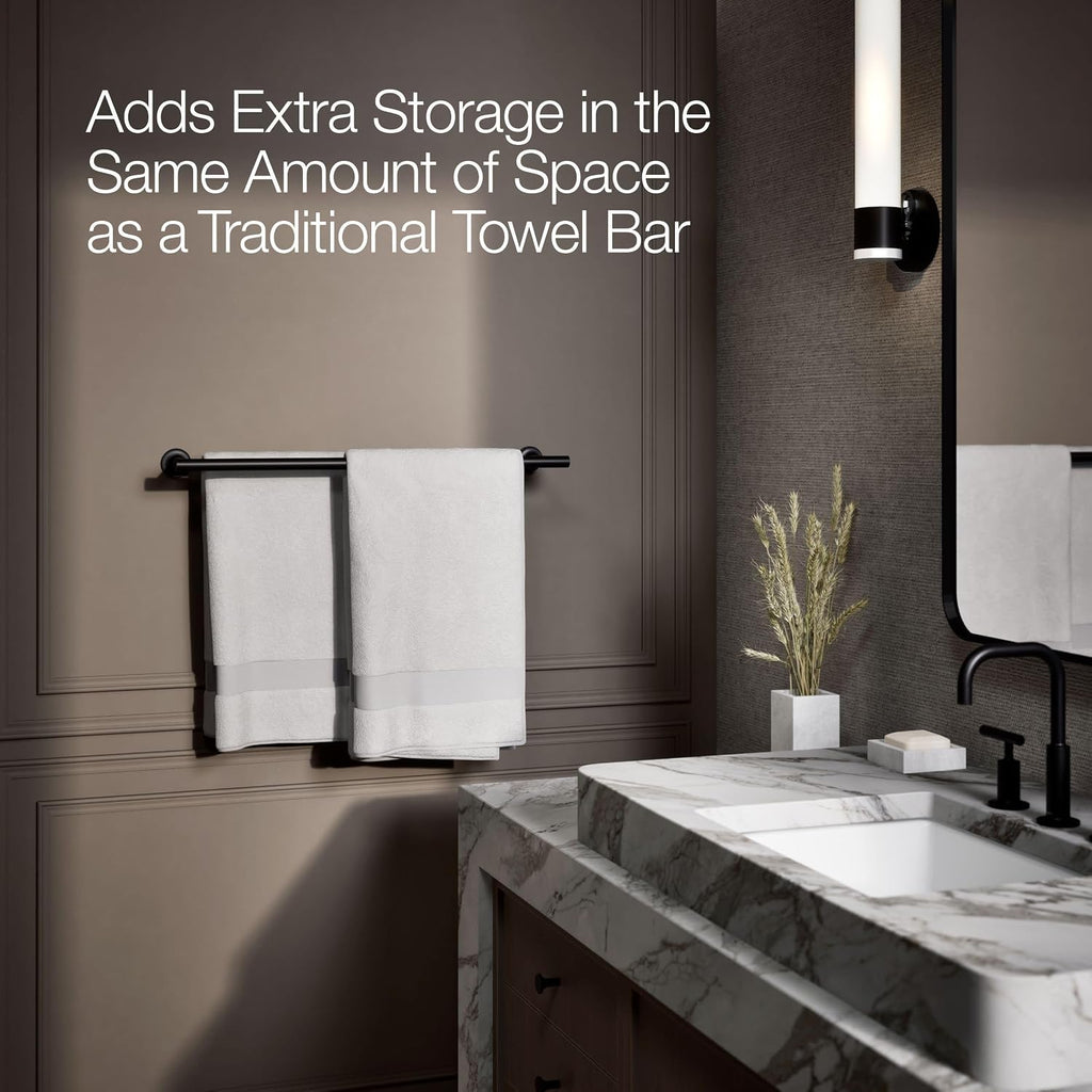 Kohler 14375-BL Purist® 24' Double Towel bar, Matte Black