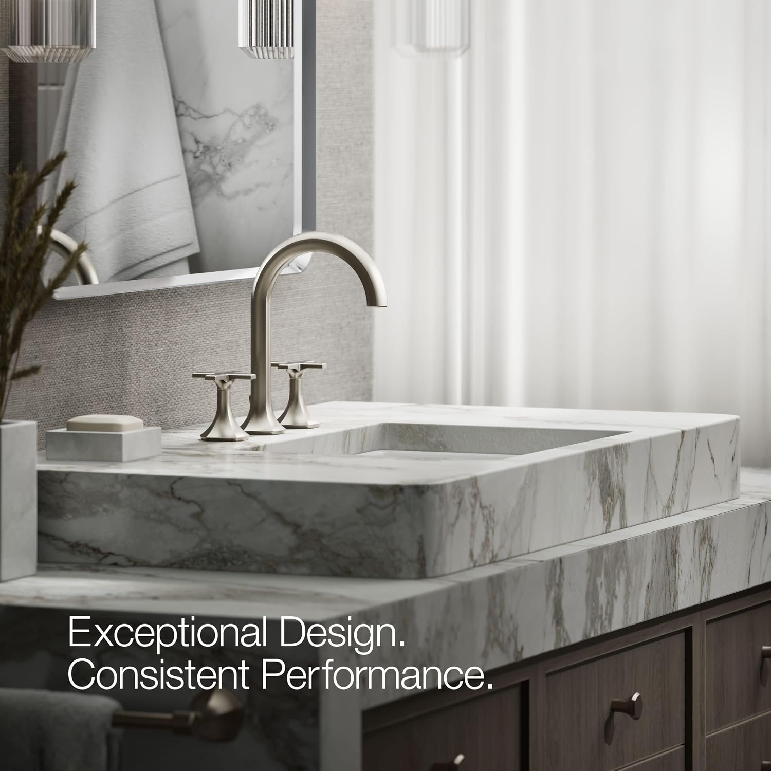 Kohler 27010-3-BN OCCASION™ Cross bathroom sink faucet handles, Vibrant Brushed Nickel