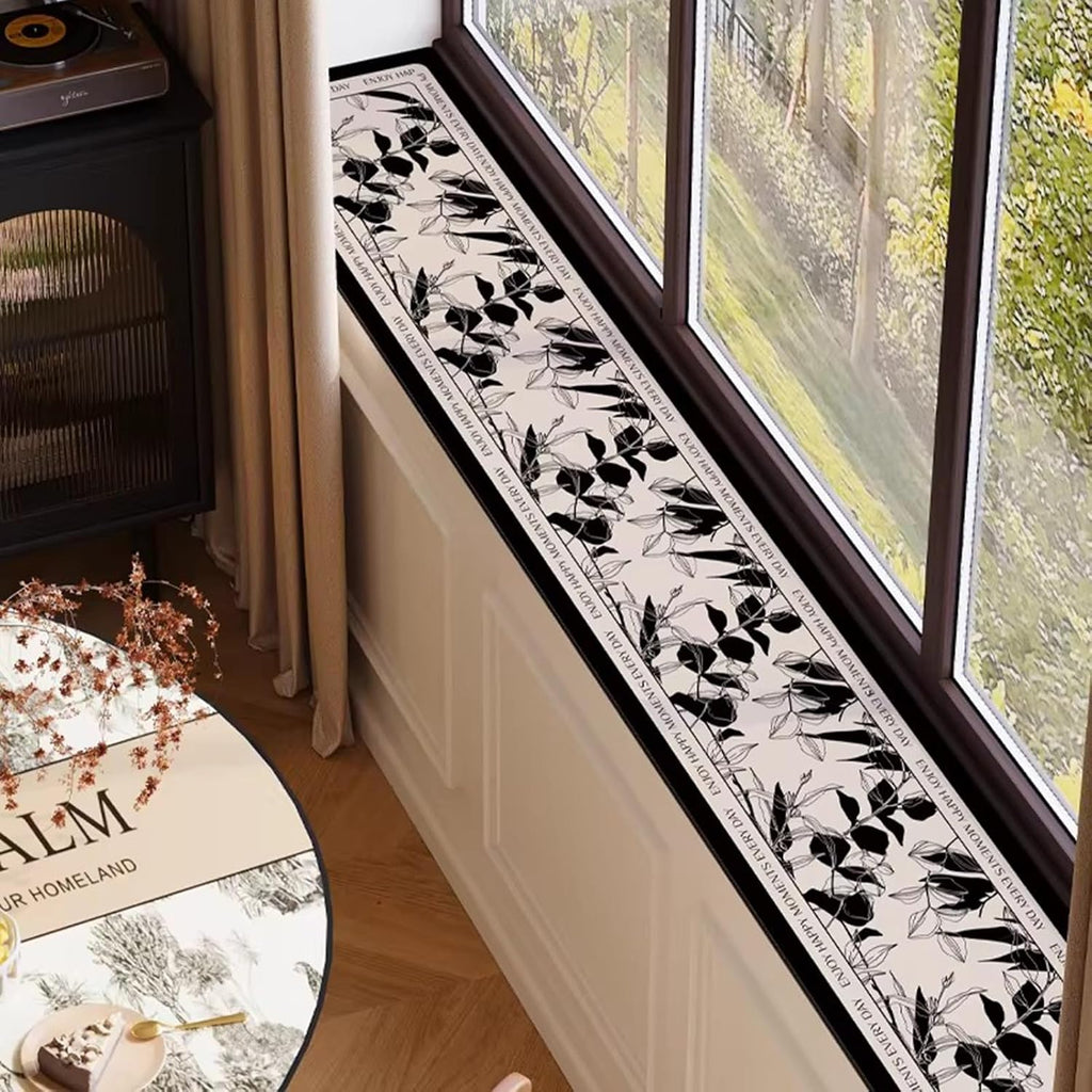 Vibeo Simple Print Bay Window Long Cover Mat, Decorative Absorbent Sill Pad with Non-Slip Backing, 4 mm Thicken Trimmable Window Seat Dustproof Liner(Style A,80x14in(203x36cm))