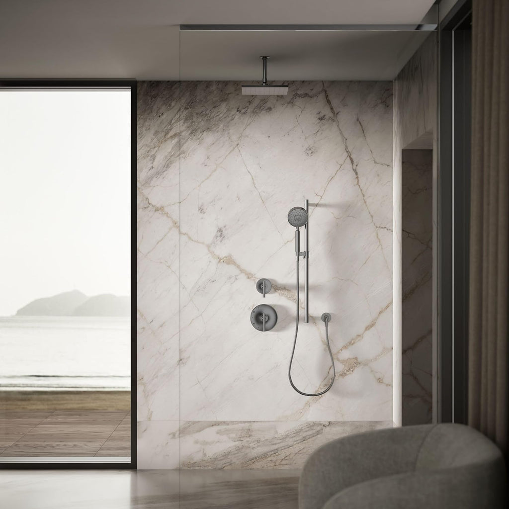 Kohler 13696-BGP Contemporary Square 10' single-function rainhead, 2.5 gpm, Vibrant Brushed Graphite