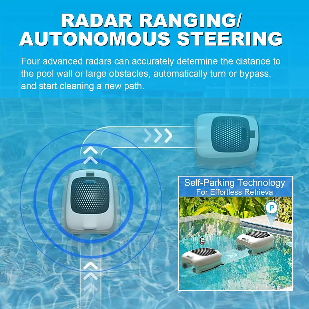 Pool Cleaning Robot | Manual Remote Control Pool Skimmer, Four Sensors, 3 Cleaning Modes, Uv-Resistant Housing, 10l Basket, Can Remove Leaves, Hair, Sediment, Pollen,Dead Insects From The Pool