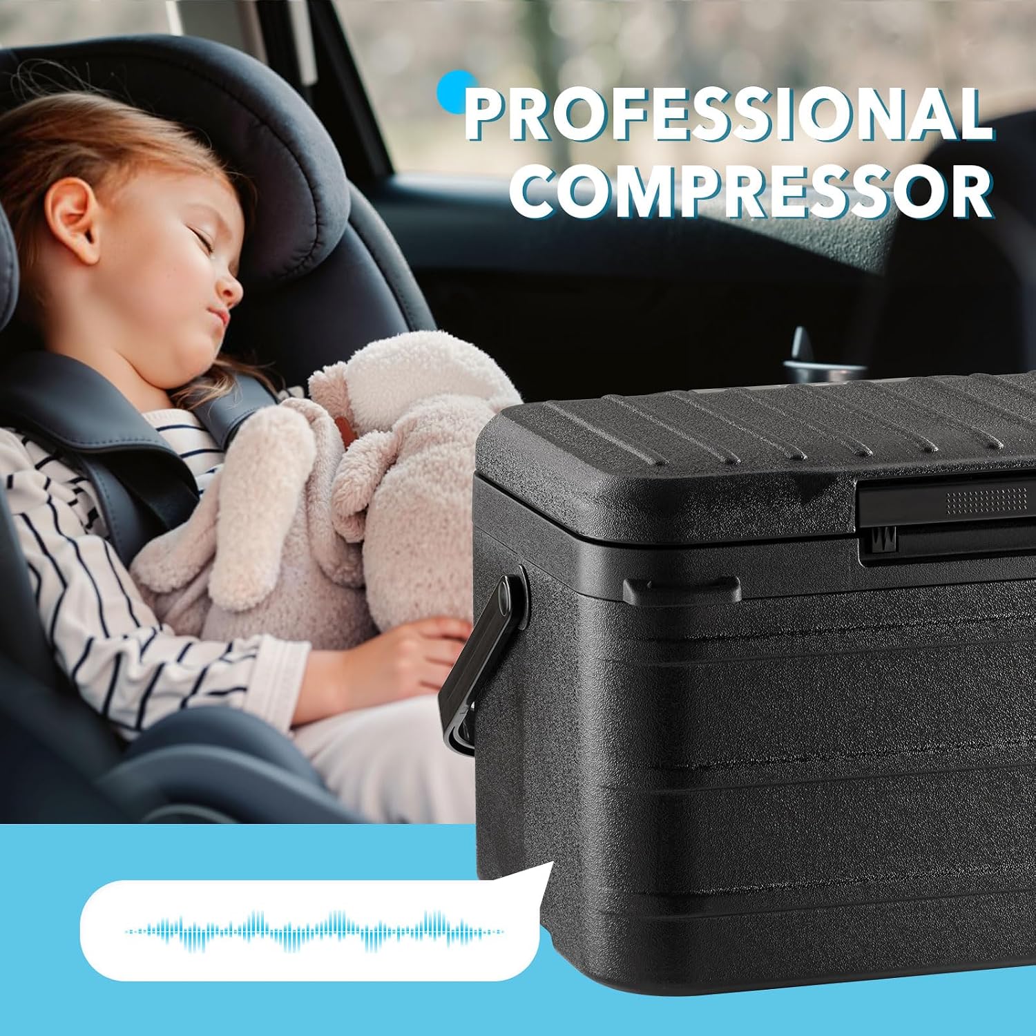 12 Volt Car Refrigerator, 23QT(10L) -4°F~68°F, Dual Power 12/24V DC & 110-240V AC Electric Fridge, Battery Powered Cooler, Portable Freezer for Camping, Travel, RV, Truck, Boat & Home Use
