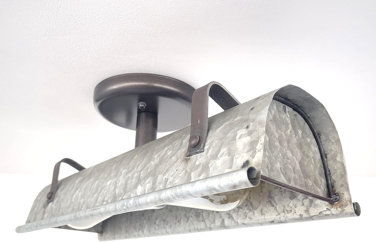 thelampgoods Rustic Galvanized Ceiling Light Fixture - Farmhouse Lighting Kitchen Antique Bathroom Industrial Vintage Chandelier Flush Mount Cabin Metal