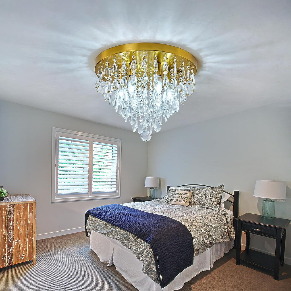 YYJLX Modern Crustal Ceiling Light Fixture Large Flush Mount Ceiling Light 6 Light Ceiling Chandelier for Bedroom Foyer Living Room Dining Room Kitchen.