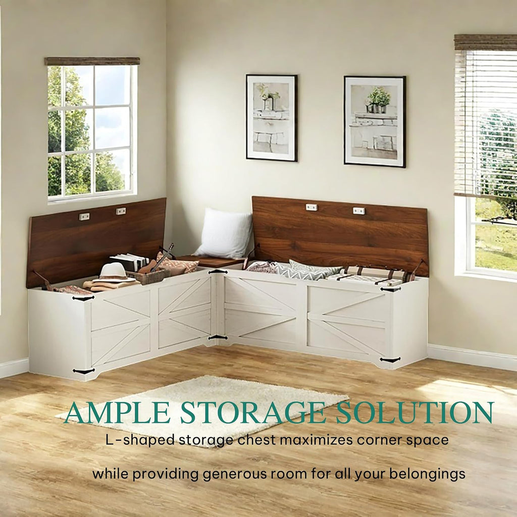YITAHOME Corner Chest, L-Shaped Storage Bench with Huge Capacity, Heavy-Duty Metal Hinges for Smooth Opening, Suitable for Organizing Your Space & Adding Elegance to Any Room
