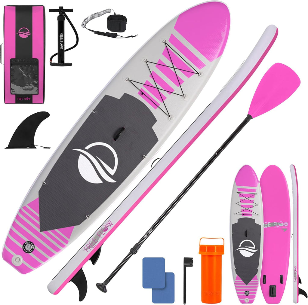 SereneLife 10'6' Inflatable Paddle Board with SUP Accessories, Wide 32' Stand Up Paddle Board, Non-Slip Deck Pad, Adjustable Paddle & Backpack, for Adults & Youth, 350 lbs Capacity