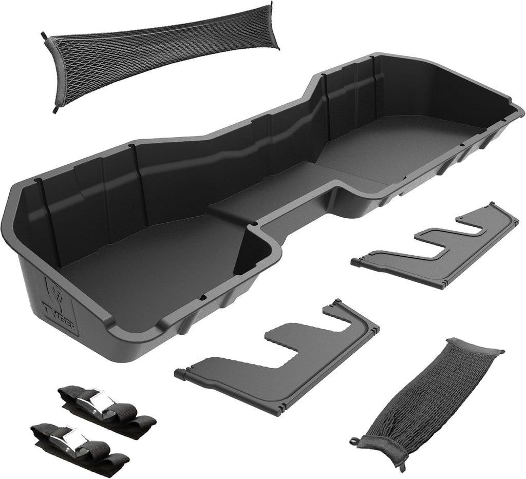 Tyger Auto Rear Under Seat Storage Box Compatible with 2014-2018 Chevy Silverado/GMC Sierra LD; 2015-2019 Silverado/Sierra HD | Crew Cab | Custom-Fit Cargo Organizer Console | TG-CB5C8878