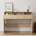 47' Executive Desk with Fluted Drawer, Modern Home Office Desk with Long Monitor Stand and 2 Drawers, Computer Writing Desk for Study Office Vanity, Light Oak