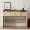 47' Executive Desk with Fluted Drawer, Modern Wood Home Office Desk with Long Monitor Stand and 2 Drawers, Computer Writing Desk for Study Office Vanity, Light Oak