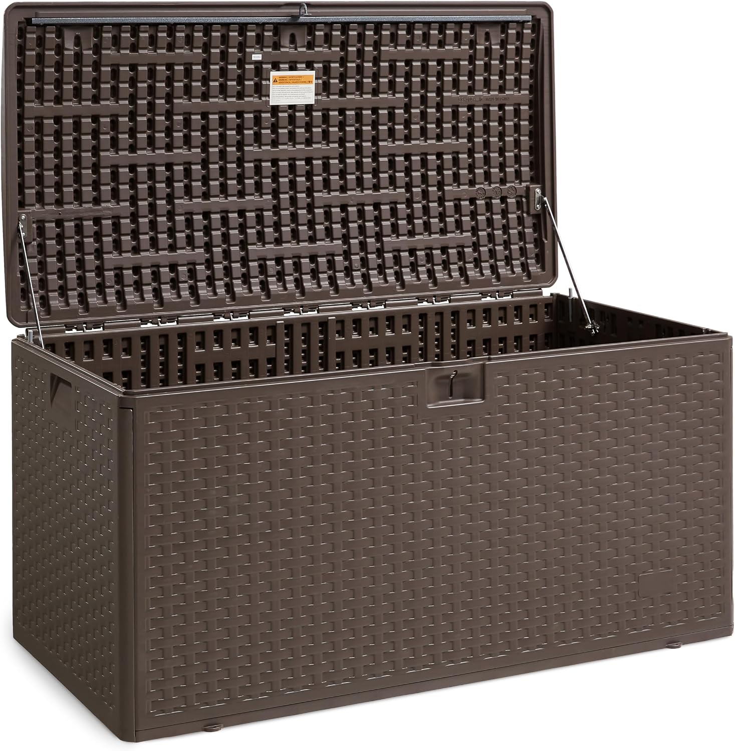 Amazon Basics Outdoor Storage Deck Box, Lockable, Weather-Resistant, 99 Gallon, Brown, for Patio Cushions, Gardening Tools, Pool Accessories