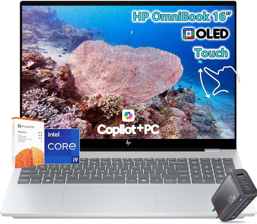 HP OmniBook 7 Touchscreen Laptop -Intel Core 9 270H Beat i7-13650HX -16' 2K OLED 120Hz -64GB RAM -2TB SSD -Windows 11 -Backlit Keyboard-Video Editing Business Computadora Portátil PC Copilot