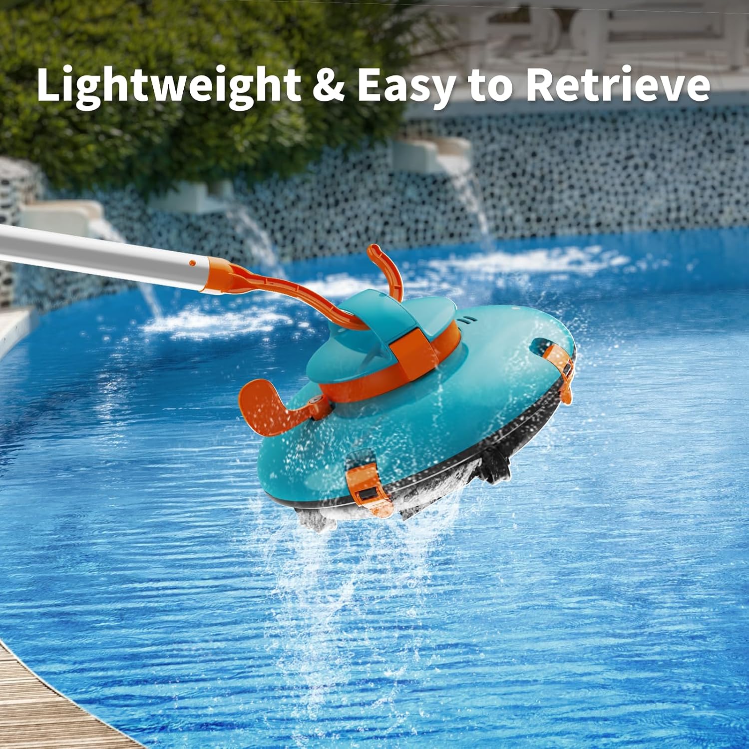 LVKE L1 Cordless Robotic Pool Cleaner, Pool Vacuum for Above Ground Pools with Obstacle-Crossing, 70 Mins Runtime, 40W Powerful Suction, Auto-Parking, Ideal for Flat Pools up to 38 Feet, Orange