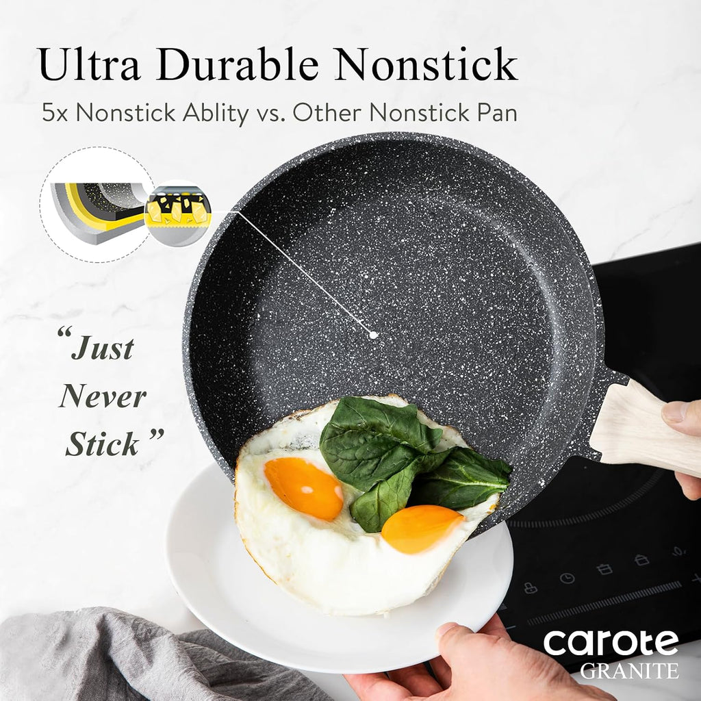 CAROTE 44pcs Pots and Pan Set Nonstick, Cookware Sets, Cooking Set Non Stick, Induction Cook Ware with Bakeware Set, Kitchen Knife Set