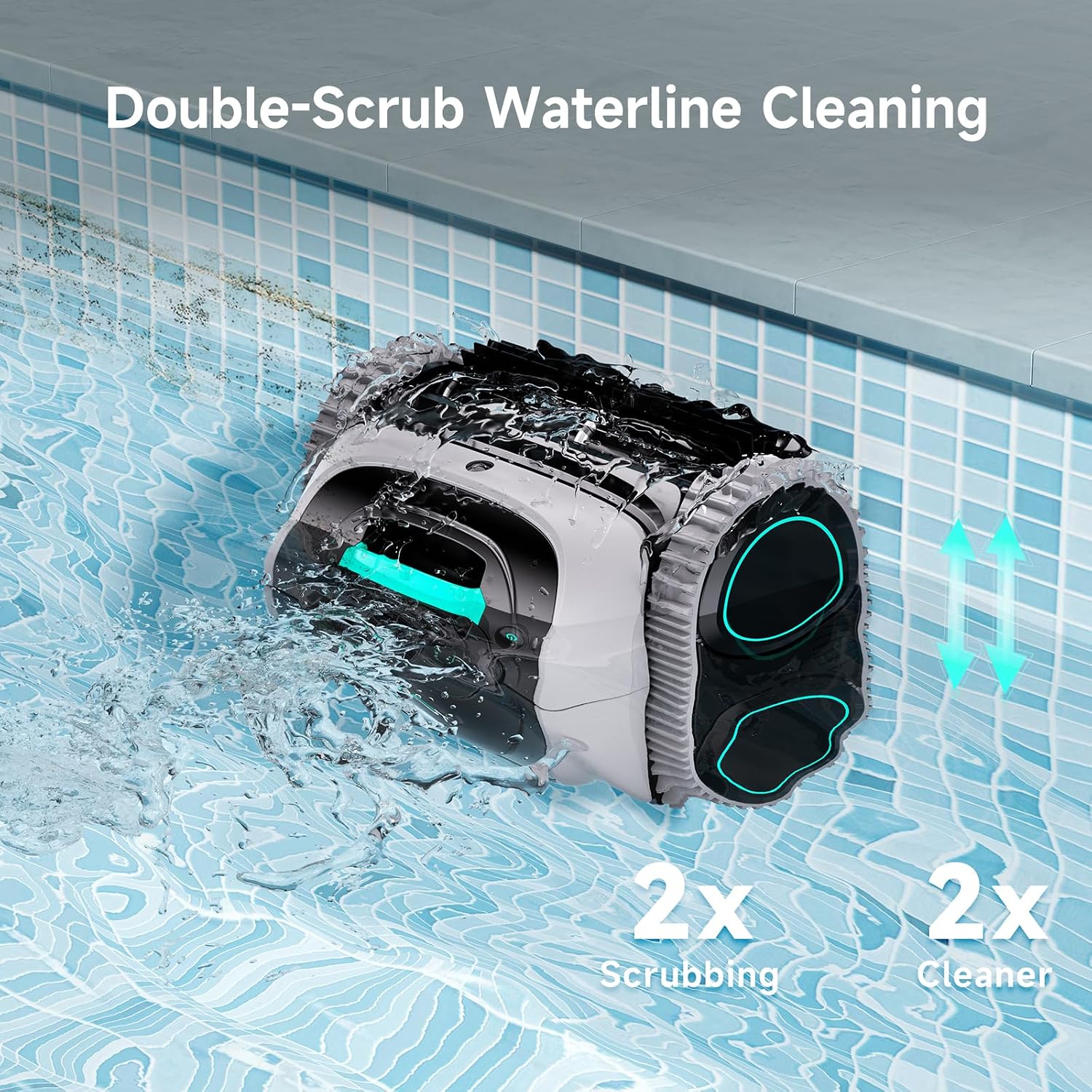 WYBOT C1 Cordless Robot Vacuum for Inground Pools, Smart Pool Cleaner for Above Ground Pool up to 1,614 Sq.ft, 4-in-1 Wall & Waterline Cleaning, 150 Mins Runtime - Grey with White